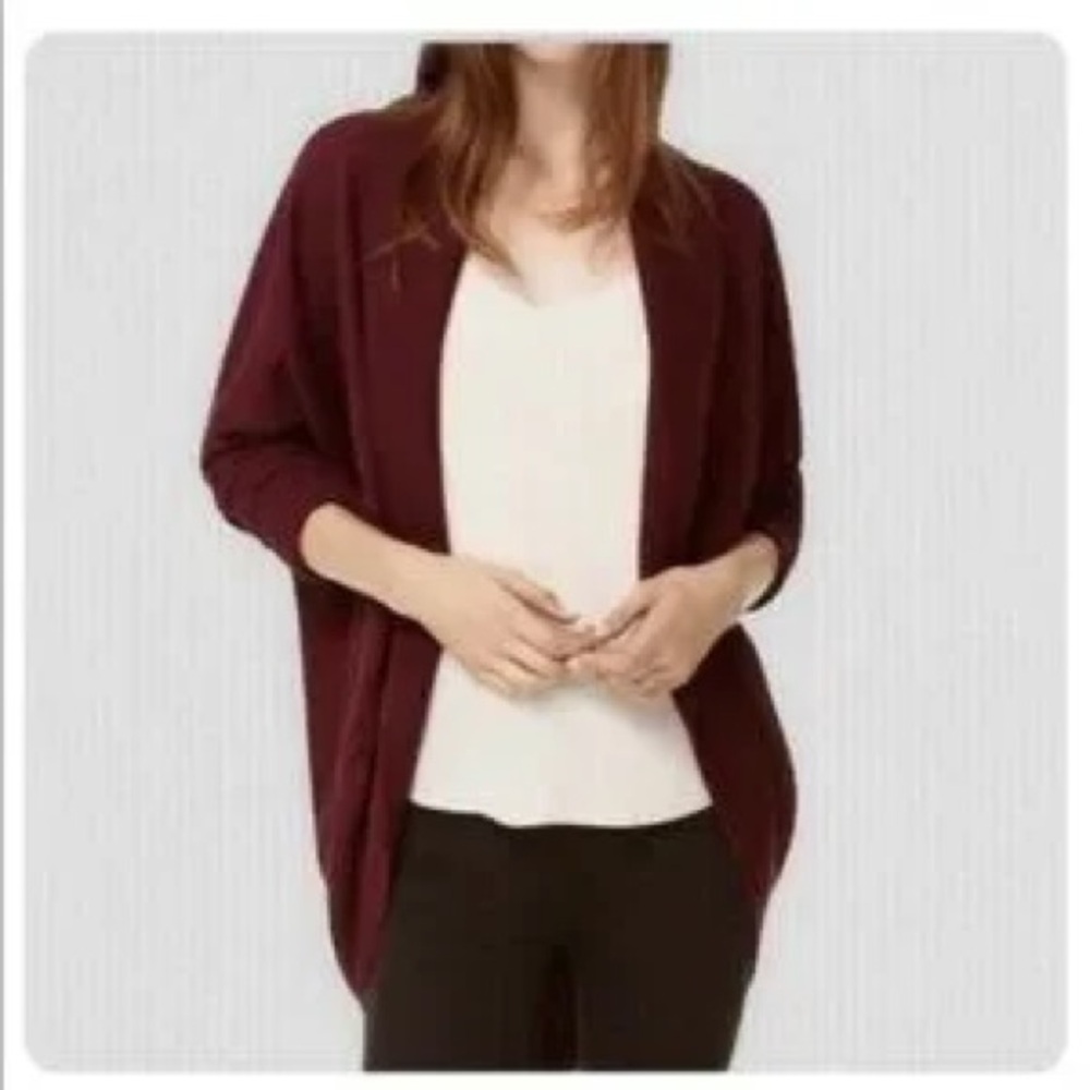 Aritzia Wilfred Diderot Cocoon Cardigan In Burgundy Open Front Top Sweater Small